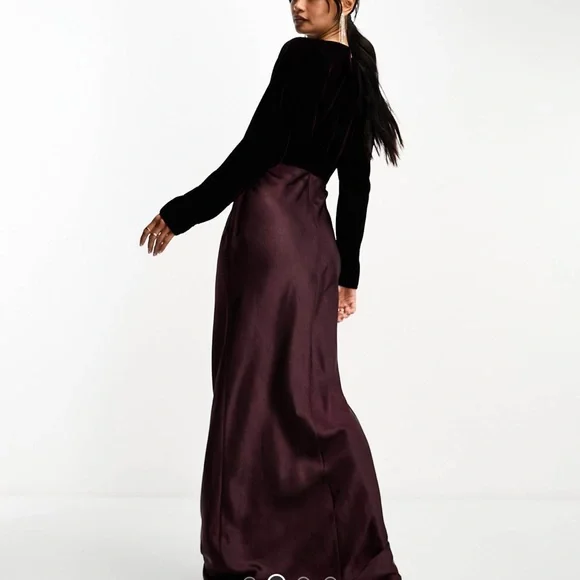 ASOS Burgundy Long Sleeve Dress - Picture 2 of 4